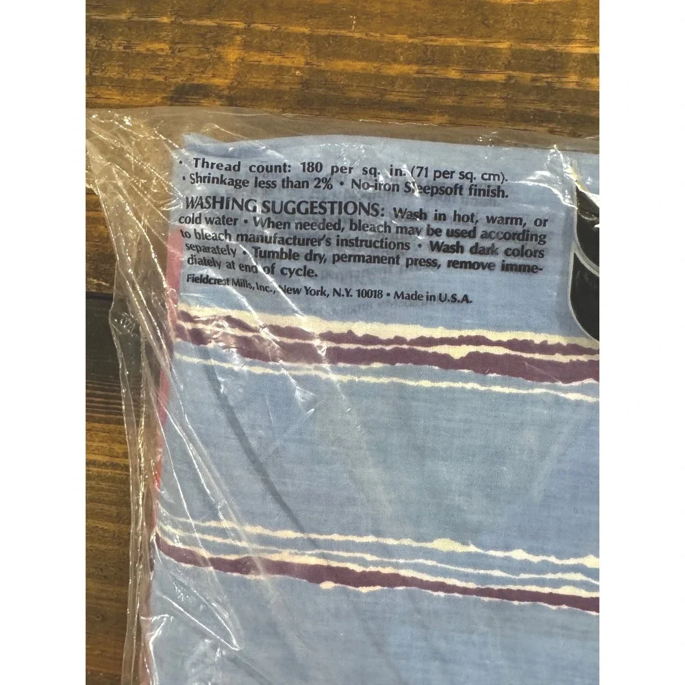 Fieldcrest Fitted Sheet Full Size Floral‎ Striped New Vintage 180TC Percale NOS